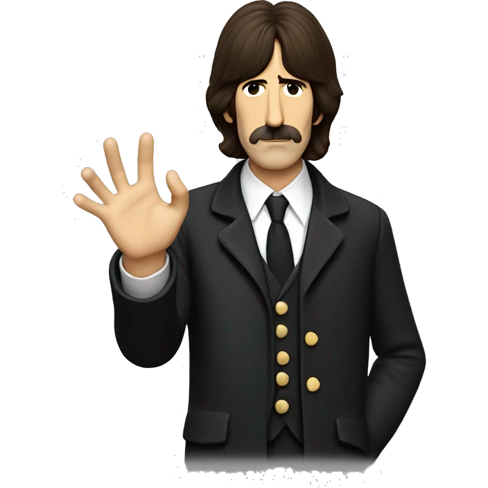 George Harrison Beatle holding hand up emoji