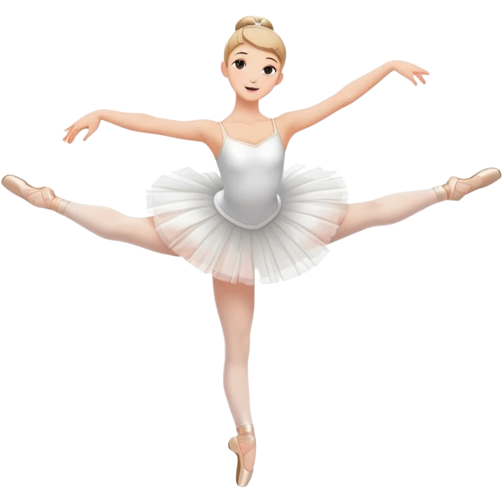 elegant ballerina in a white tutu doing a grand jeté leap emoji