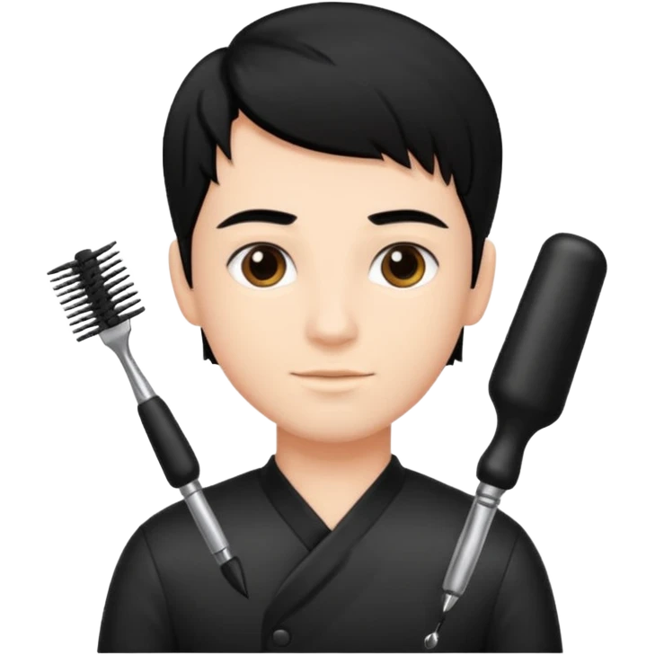 A beautiful boy salon Hairstylist in black hair emoji