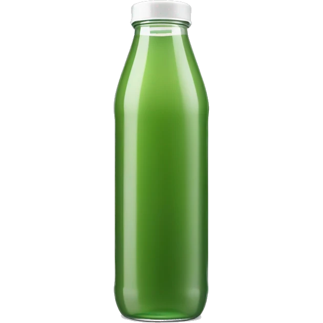 aesthetic green juice in tall clear full plastic drink bottle with white lid realistic soft textures emoji