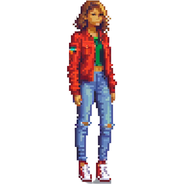 Zendaya in pixel art style with a red carpet background emoji