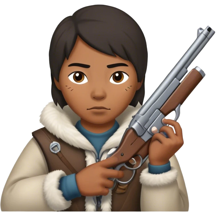 Inuit with a gun emoji