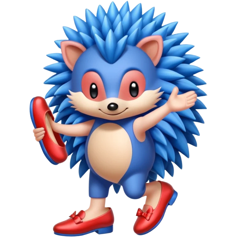Blue hedgehog with red shoes and peach arms with large quills emoji