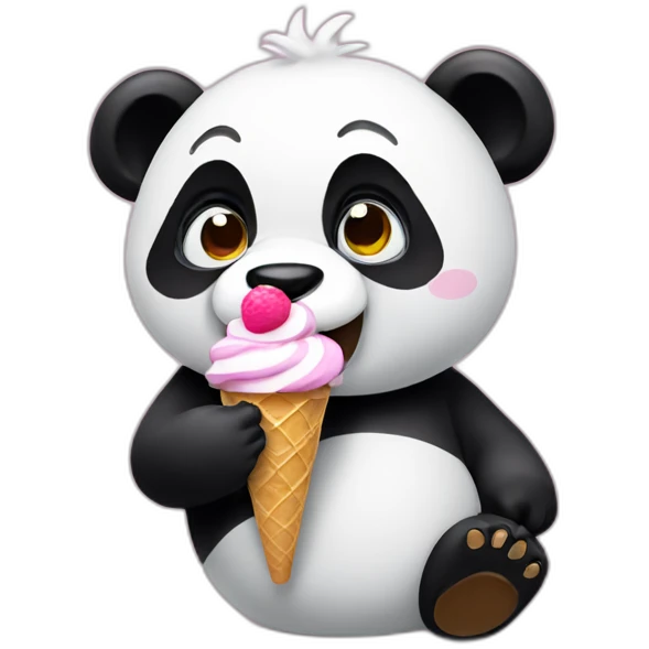 Panda eating ice cream emoji