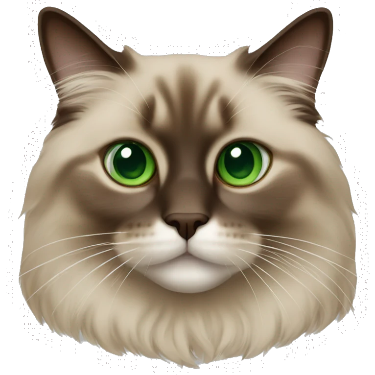 Brown ragdoll cat with green eyes  emoji