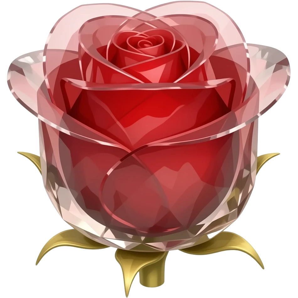 Red crystal rose with gold stem emoji