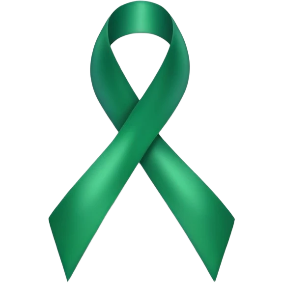 shiny green cancer ribbon emoji