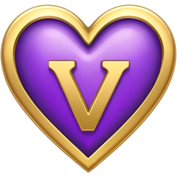 The gold Letter “y” inside a Purple Heart emoji