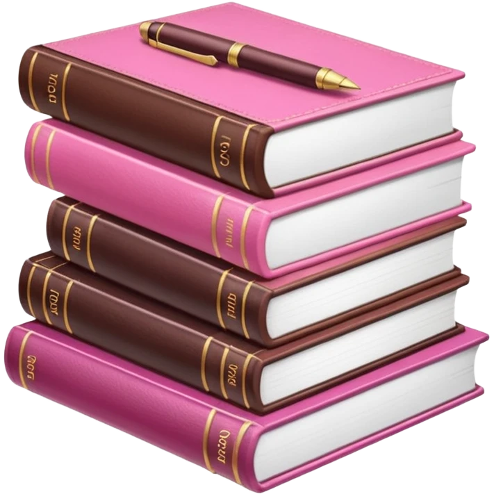pink and brown modern books diary and pen emoji
