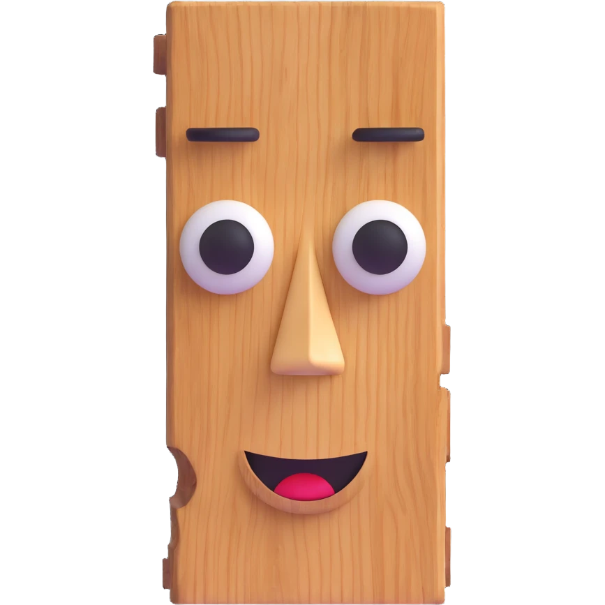 piece of wood with a face, playful and expressive emoji