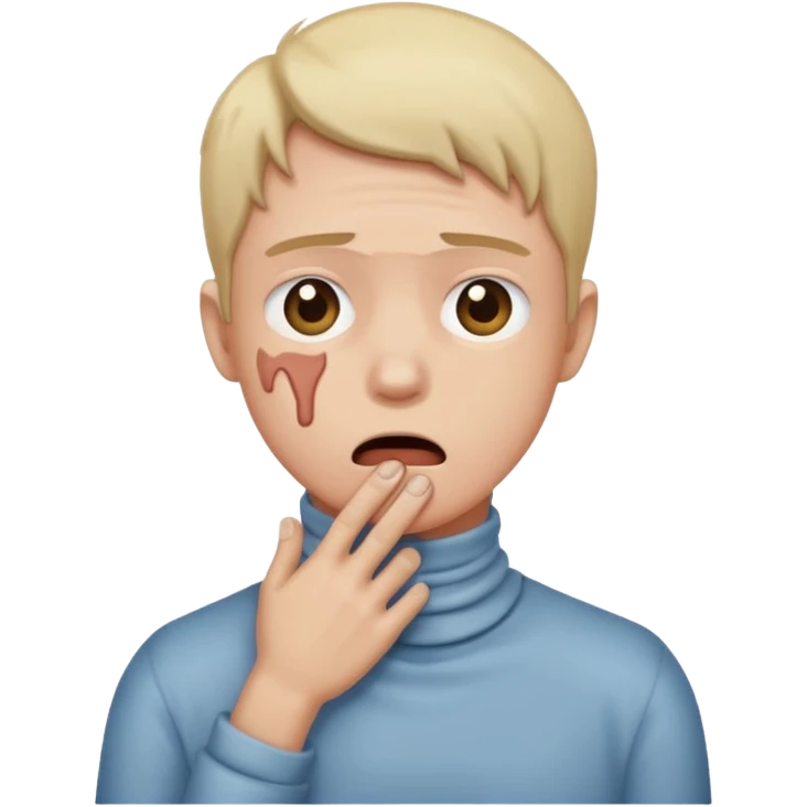 Distressed face with hands choking throat emoji