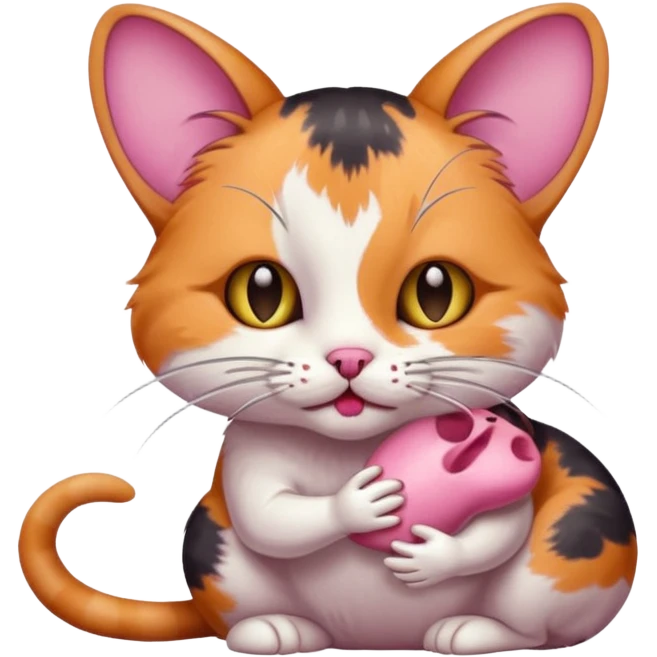 A cat holding a dead mouse in its mouth emoji