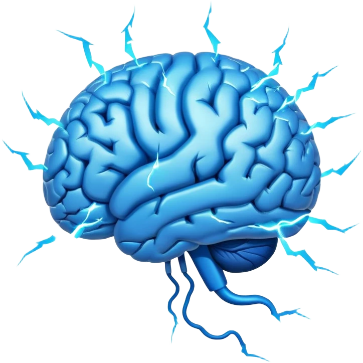 brain with lightning and swirling thoughts emoji