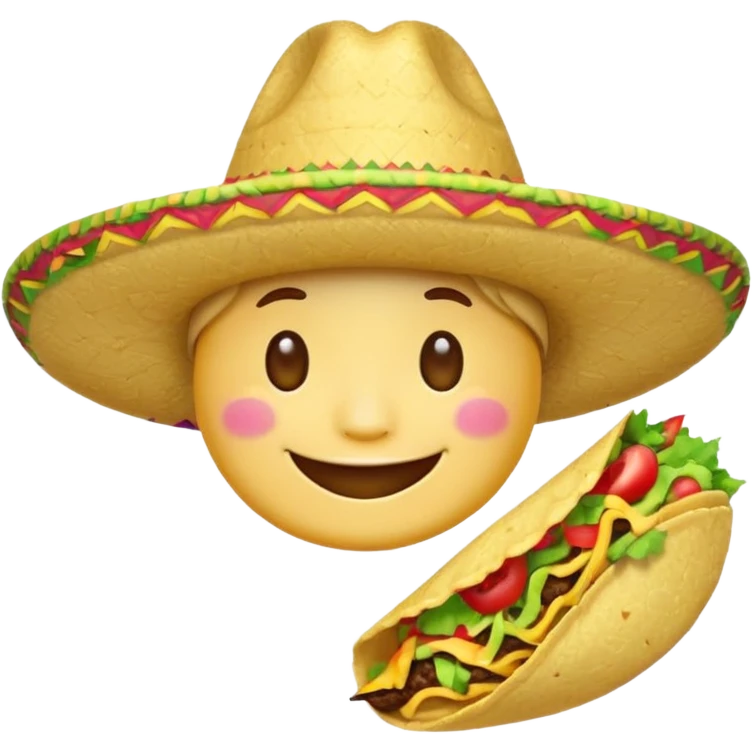 smile emoji with sombrero hat eating taco emoji
