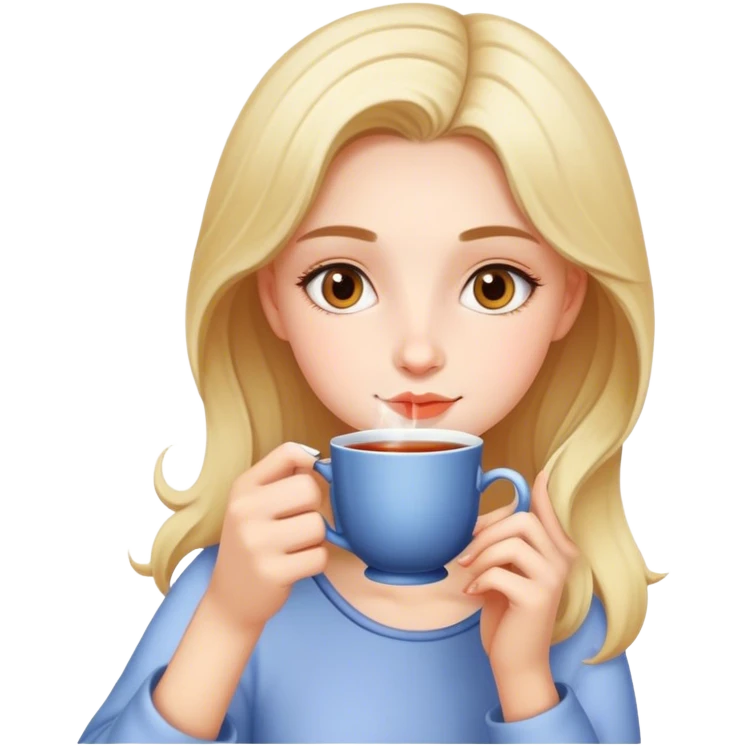 Una muchacha tomando te emoji