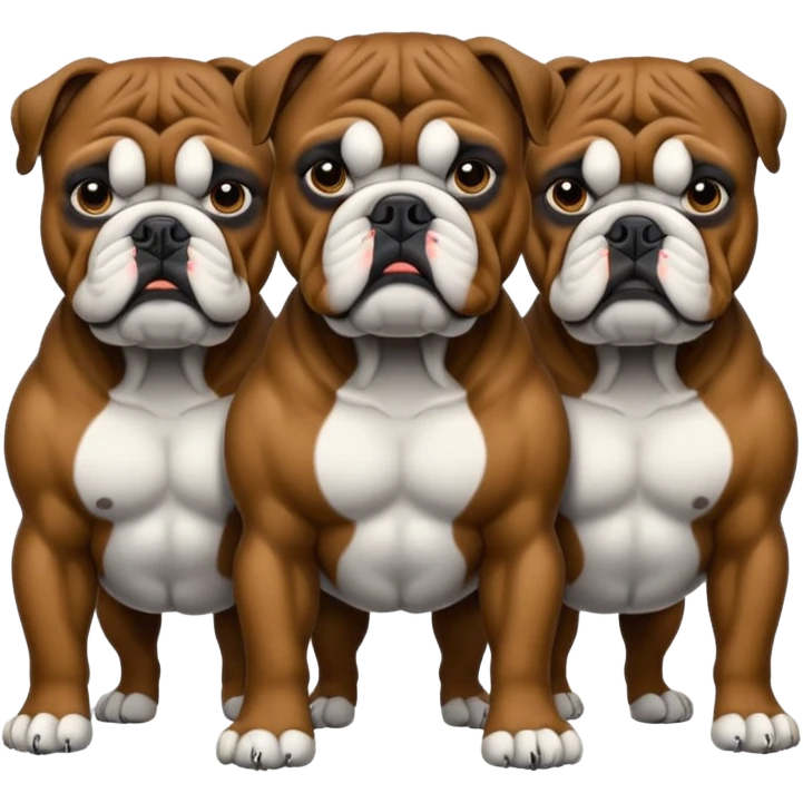 Black Bulldog one body and three heads emoji