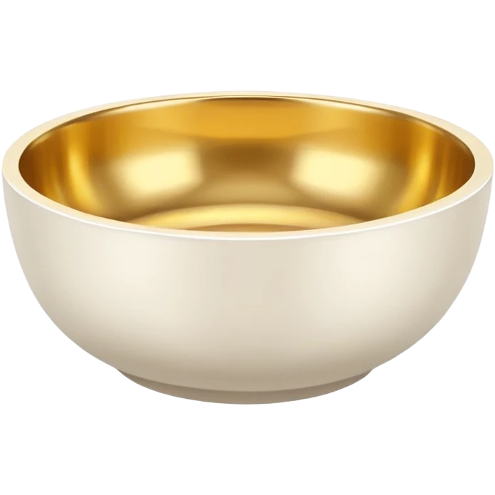 white bowl with simple flat gold color inside, no liquid, no gloss, simple, clear emoji