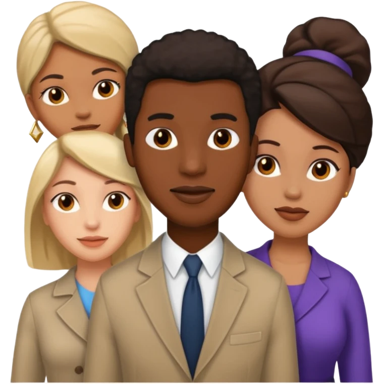 Black man with two women emoji