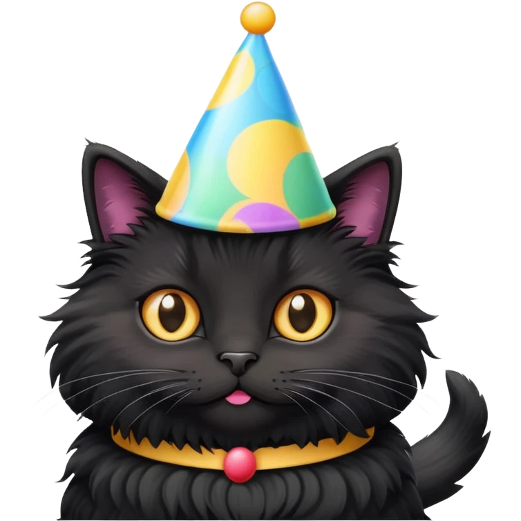 Black fluffy cat birthday emoji