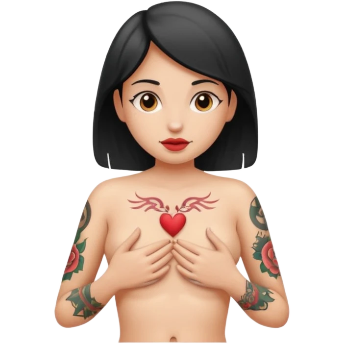 Topless girl with Tattoo on epigastric region emoji