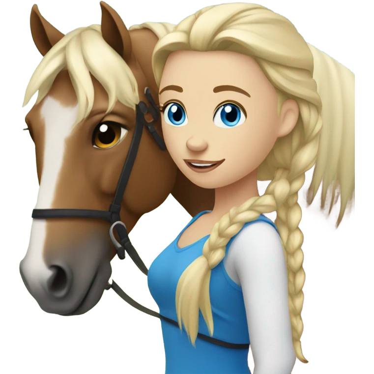 Blonde with blue eyes girl with horse  emoji