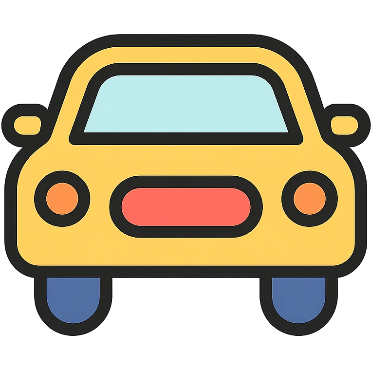 car, clean lines, simple details, color outline icon style emoji