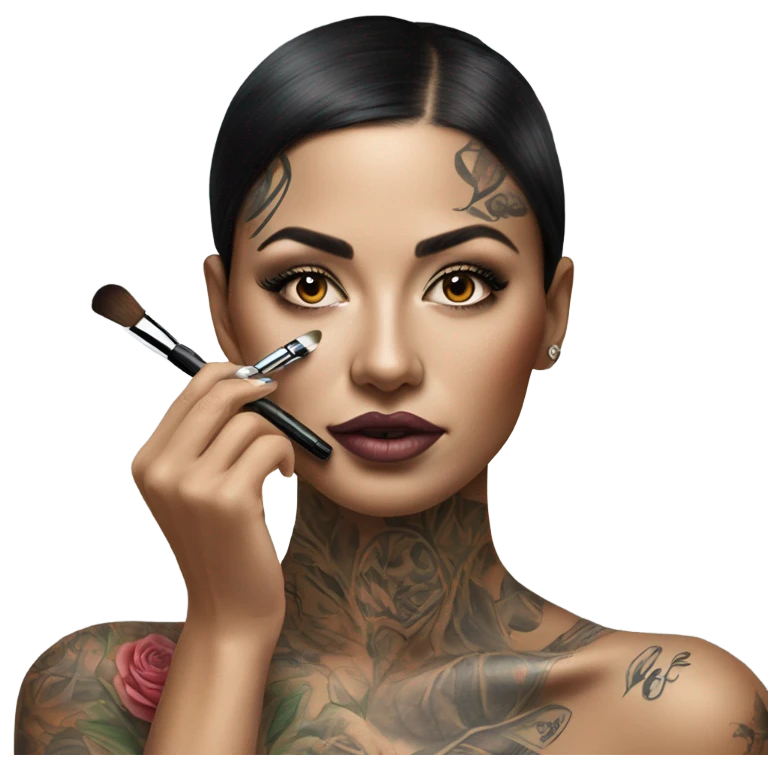 Hyper Realistic Beautiful lightly tattooed woman having make-up applied  emoji