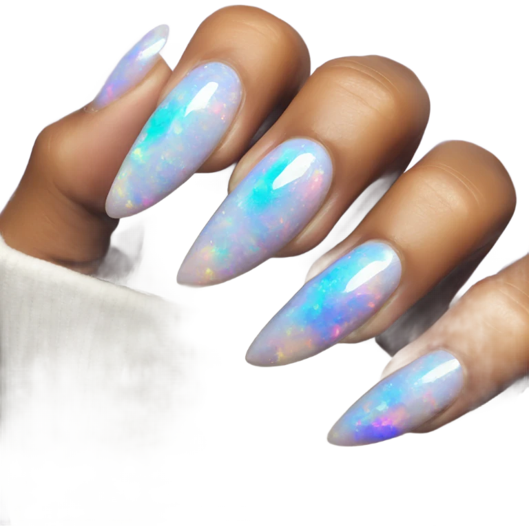 opal crystal painted nails 💅  emoji