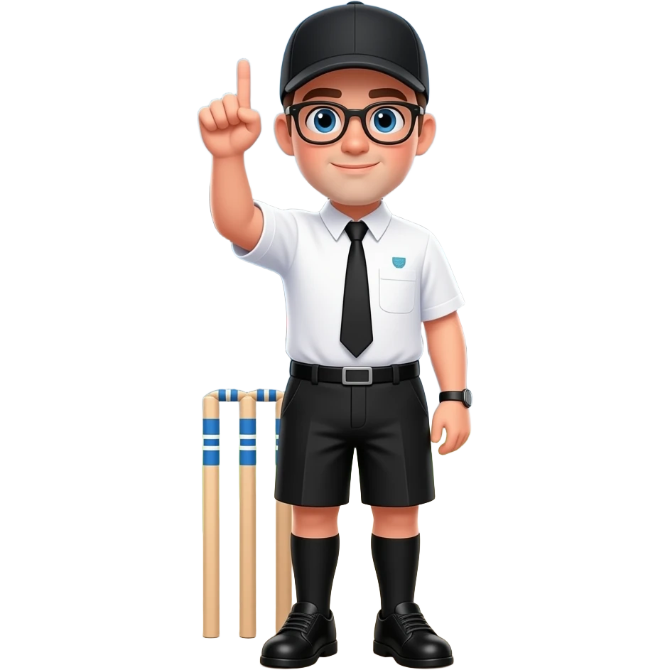 cricket umpire with out signal with finger emoji