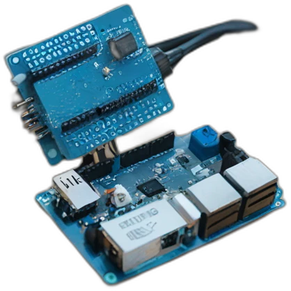 Arduino uno conectado por un cable a un ordenador emoji