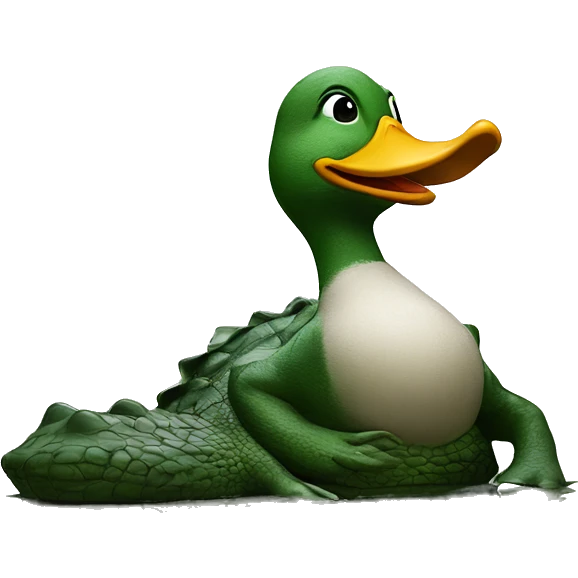 A duck on top of a alligator emoji