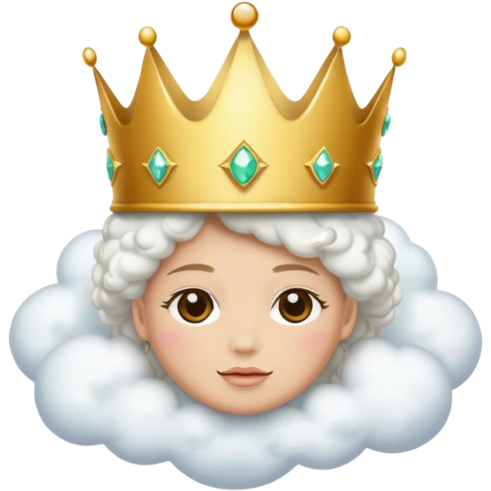 Put this 👑 on top  of 😶‍🌫️ with the face emoji