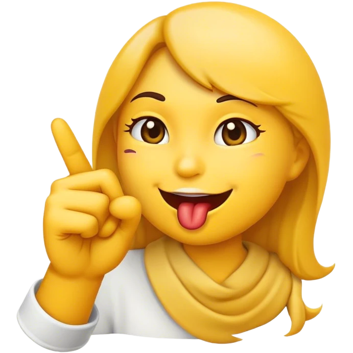 Emoji biting lips pointing to hand emoji