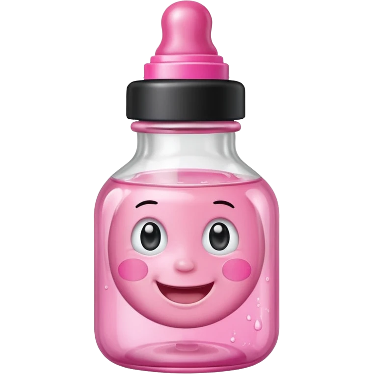 Smiling freaky baby oil bottle pink emoji