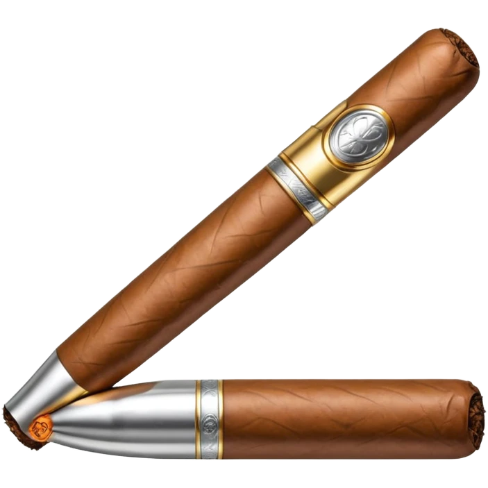 A luxury cigar emoji made of silver chrome, smooth metallic texture, minimal shape, glossy reflections, rich swag aesthetic, iOS emoji style, centered, clean white background emoji