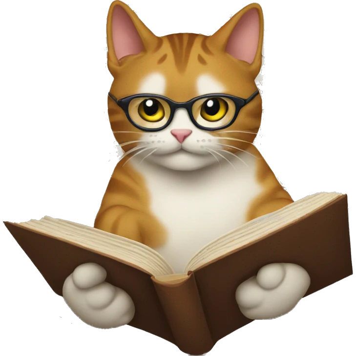 Cat reading a book emoji