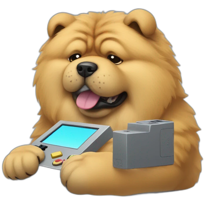 Chow-chow playing Gameboy emoji