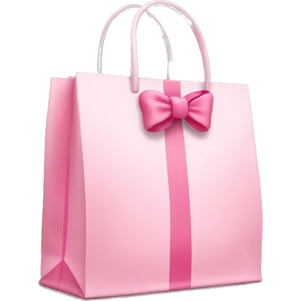 light pink shopping bag with bow emoji