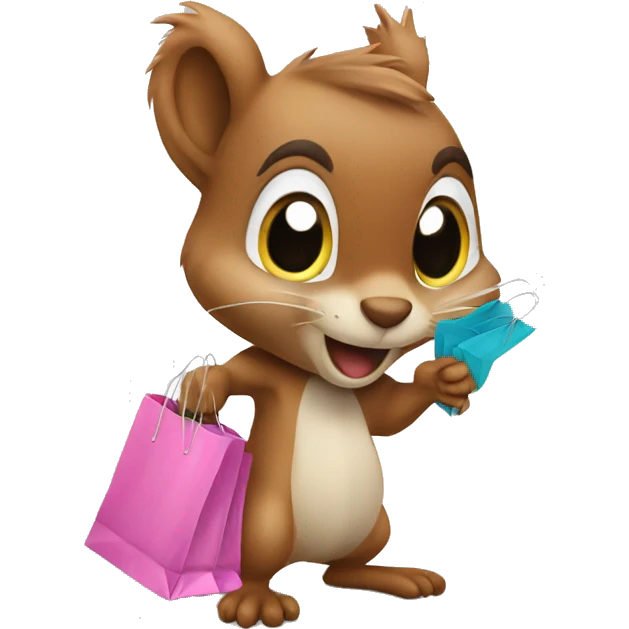 squirrel with shopping bags emoji