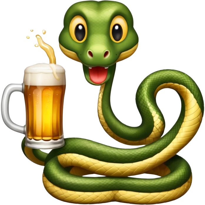 a snake with a glas of beer emoji