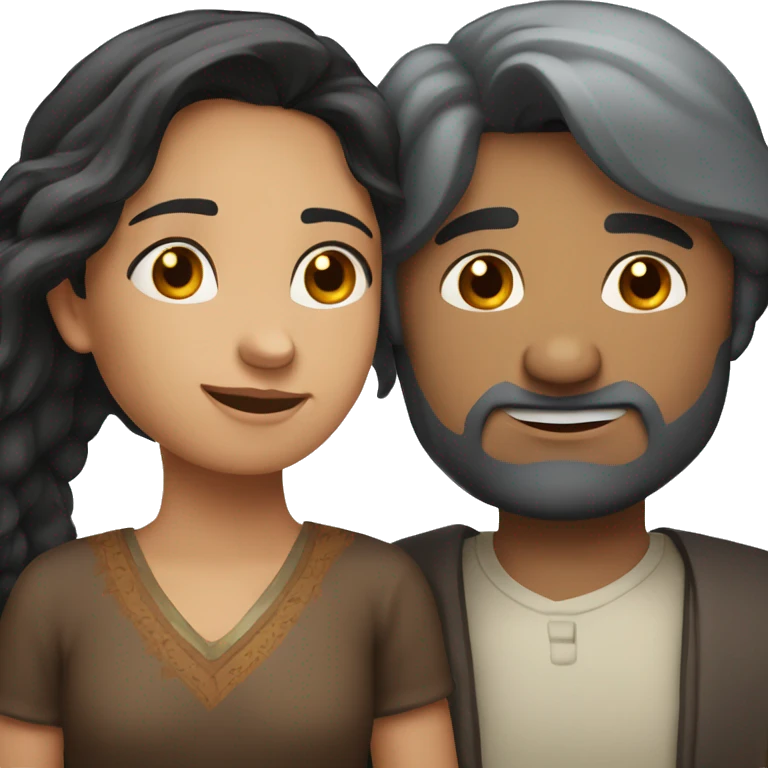 Love between a 30 years old white russian dark long hair girl and a 35 years old indian boy with dark hair emoji