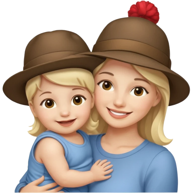 Mother with Hats with her baby emoji