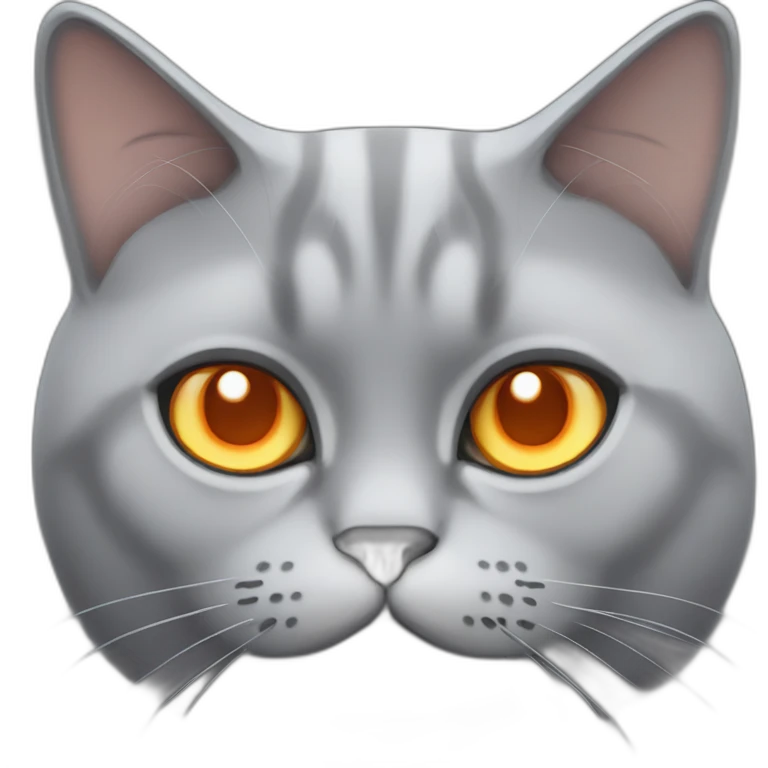 British grey fat cat orange eyes emoji