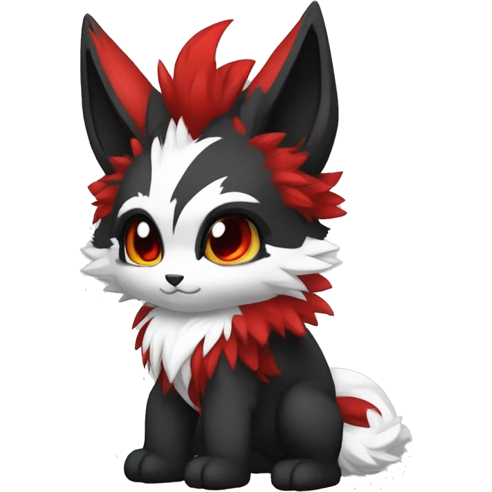 Anthro-Edgy-Cool-Dark-Black-White-Red-Contrast-Colors-Fantasy-Fur-Sona-Chibi-Shiny-Fakémon-Hybrid full body emoji