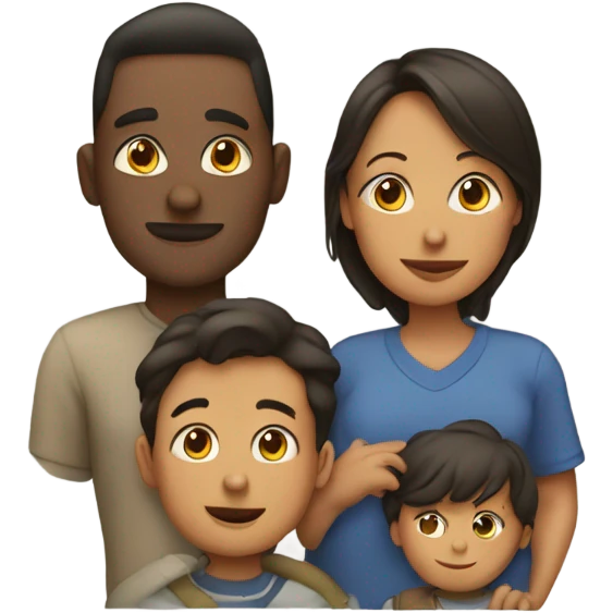 Dad mom and three son emoji