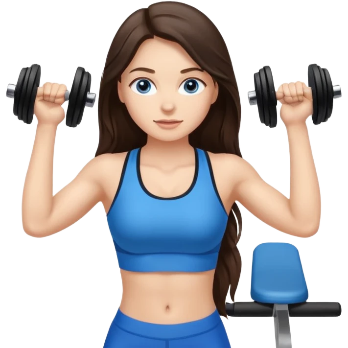 brunette long hair blue eyes gym girl working out emoji
