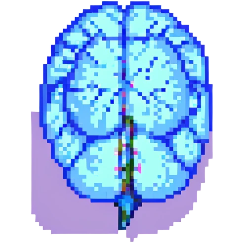 pixel art of a melting brain with pixelated static, symbolizing brainrot emoji