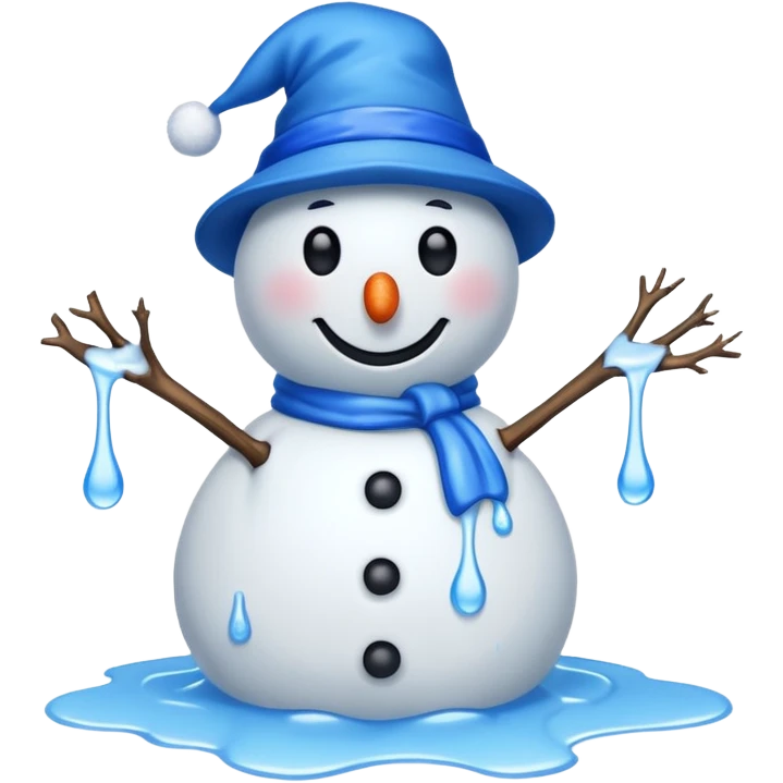 melting snowman with blue hat full body emoji