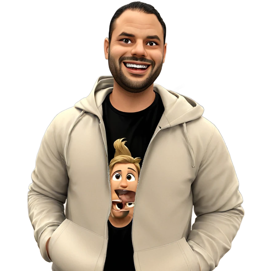 smiling guy in black shirt emoji