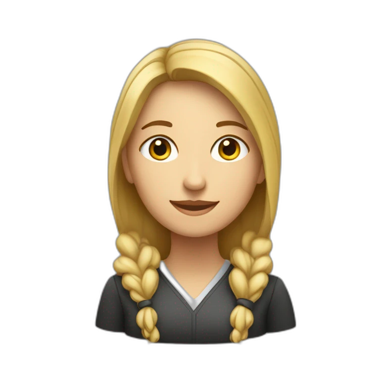 Mujer estudiante mediana edad rubia y con fafas emoji
